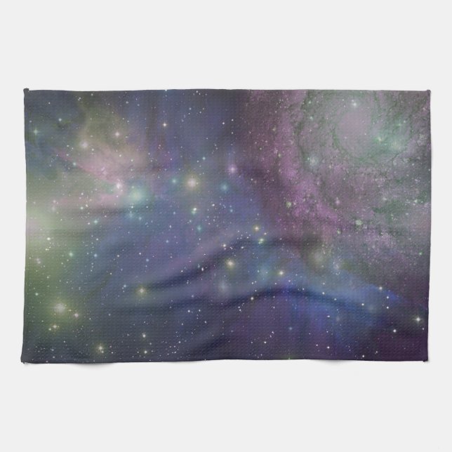 Utrymme, stjärnor, galaxer och nebulas kökshandduk (Horisontell)