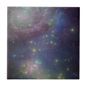Utrymme, stjärnor, galaxer och nebulor kakelplatta