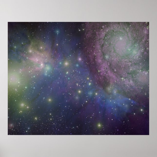 Utrymme, stjärnor, galaxer och nebulor poster (Framsidan)