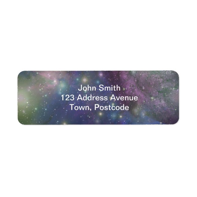 Utrymme, stjärnor, galaxer och nebulor returadress etikett (Framsidan)
