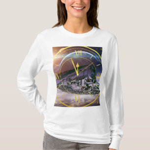 Utrymme tåg springa genom tiden t shirt