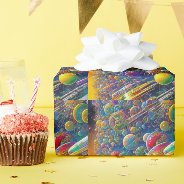 Utrymme Tävling glansig papper omslutning Presentpapper (Födelsedagsfest)