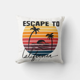 Utrymme vid California Retro Vintage Sunset färg Kudde