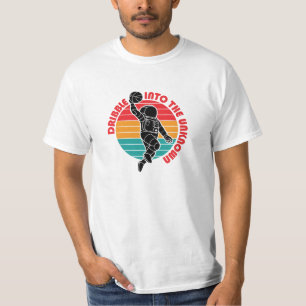Utrymmeaut Spelar upp basketboll Färga remsor T Shirt