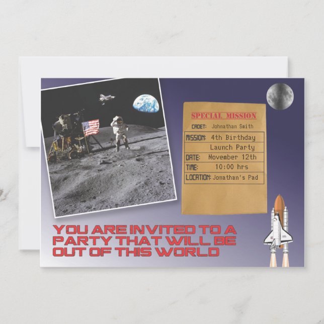 Utrymmefödelsedagsfest Inbjudningar (Framsida)