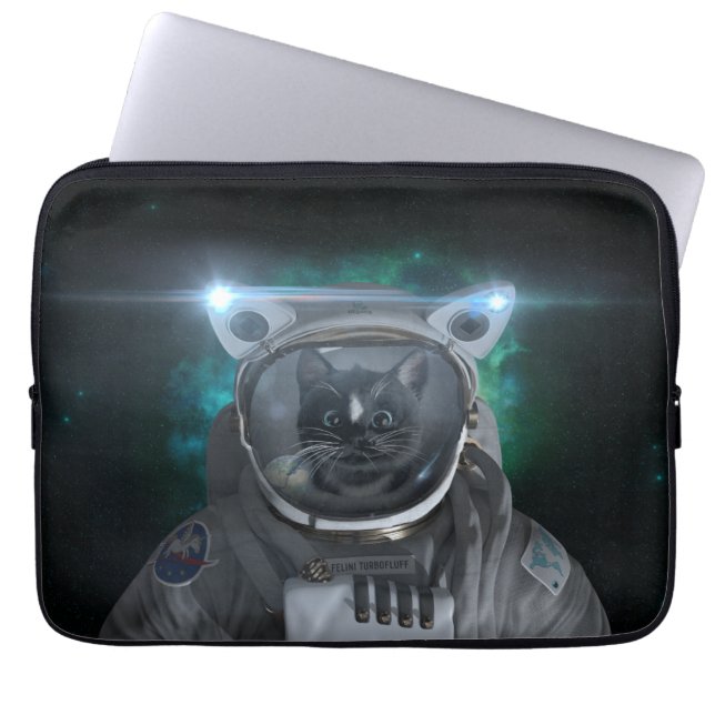 Utrymmekatt - den gröna nebulaen - laptop fodral (Framsidan)