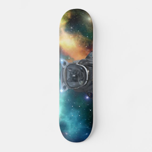 Utrymmekatt - färgnebulaen - mini skateboard bräda 18,5 cm (Framsida)