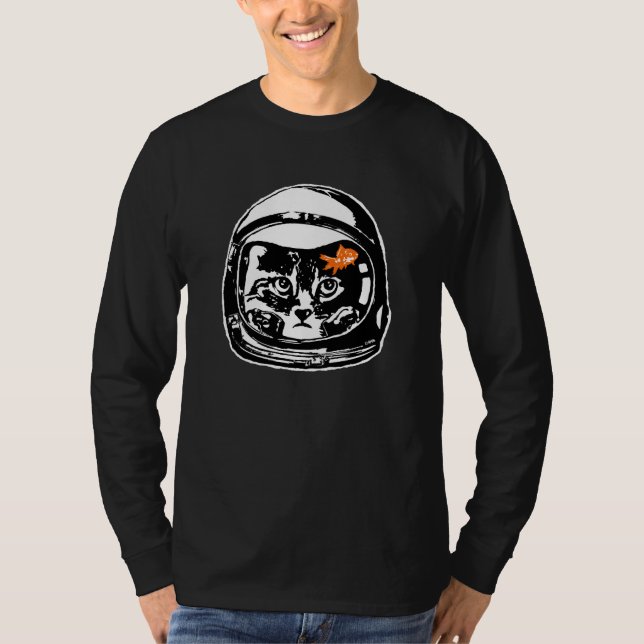 Utrymmekatt och guldfisken tee shirt (Framsida)