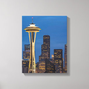 Utrymmenålen och den i stadens centrum Seattle Canvastryck