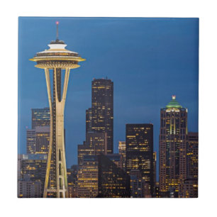 Utrymmenålen och den i stadens centrum Seattle Kakelplatta
