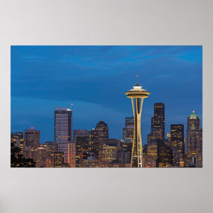 Utrymmenålen och den i stadens centrum Seattle Poster