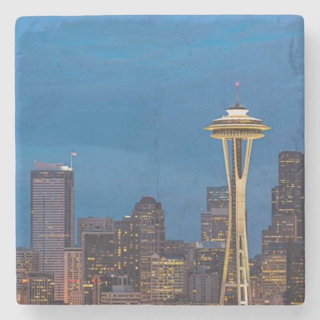Utrymmenålen och den i stadens centrum Seattle Underlägg Sten (Framsidan)