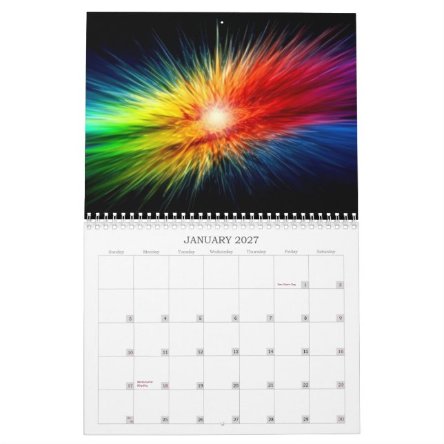 Utrymmeregnbågebakgrund Kalender (Jan 2027)