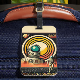 Utrymmesåldern Astronaut Landing Art Bagagebricka