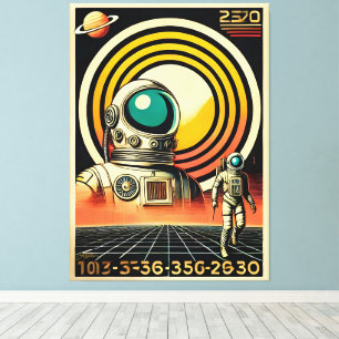 Utrymmesåldern Astronaut Landing Art Canvastryck