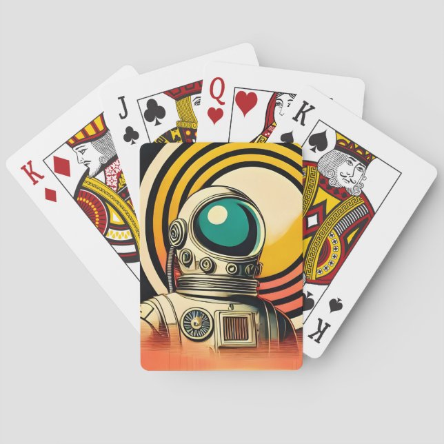 Utrymmesåldern Astronaut Landing Art Casinokort (Baksidan)