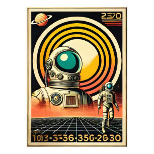 Utrymmesåldern Astronaut Landing Art Fototryck