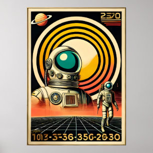 Utrymmesåldern Astronaut Landing Art Poster