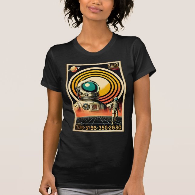 Utrymmesåldern Astronaut Landing Art T Shirt (Framsida)