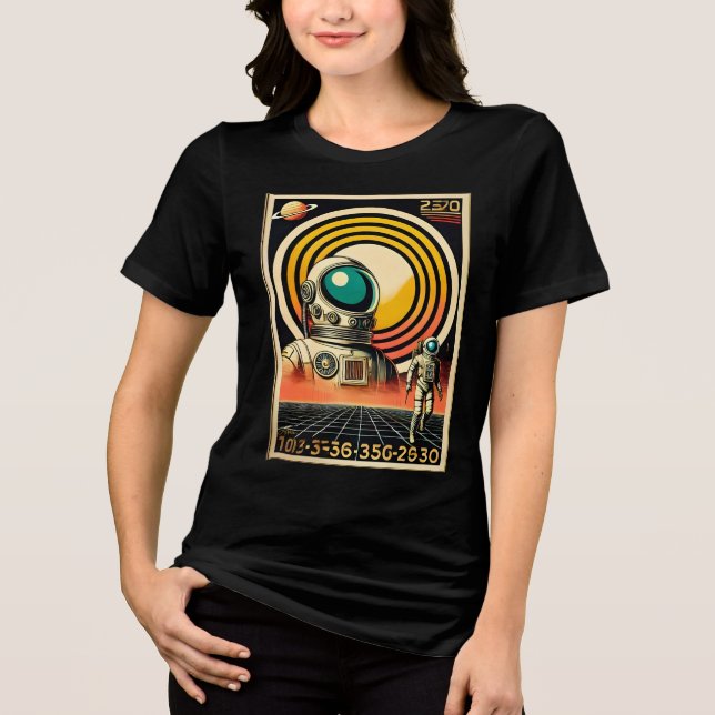 Utrymmesåldern Astronaut Landing Art T Shirt (Framsida)