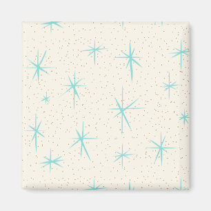 Utrymmesåldern Turkos Starbursts Square Magnet