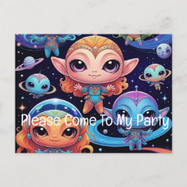 Utrymmesalias och vänner inbjudan vykort