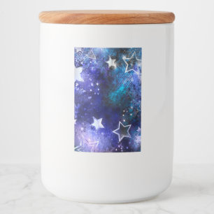 Utrymmesbakgrund med stjärnor mat etikett