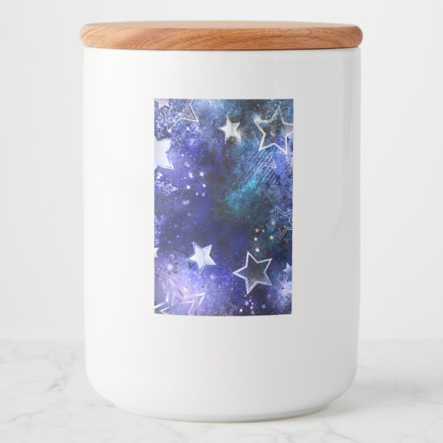 Utrymmesbakgrund med stjärnor mat etikett (Framsida)