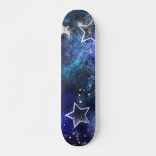 Utrymmesbakgrund med stjärnor mini skateboard bräda 18,5 cm