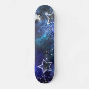 Utrymmesbakgrund med stjärnor mini skateboard bräda 18,5 cm