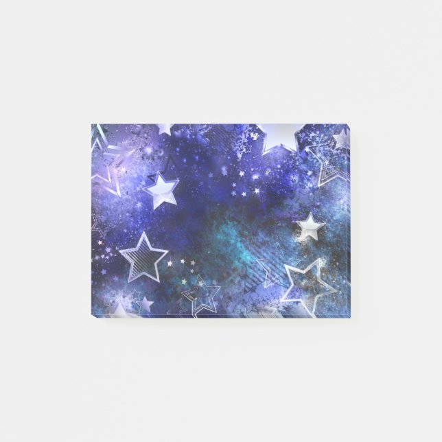 Utrymmesbakgrund med stjärnor post-it block (Framsida)