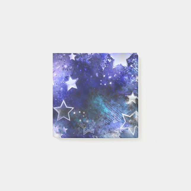 Utrymmesbakgrund med stjärnor post-it block (Framsida)