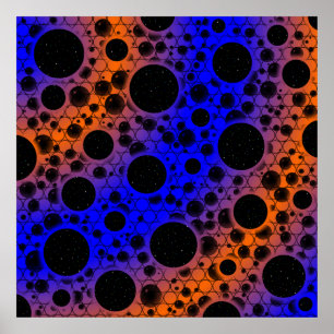Utrymmesbubblor - blå/Orange Poster