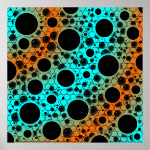 Utrymmesbubblor - cyan/Orange Poster
