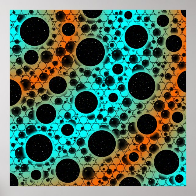 Utrymmesbubblor - cyan/Orange Poster (Framsidan)
