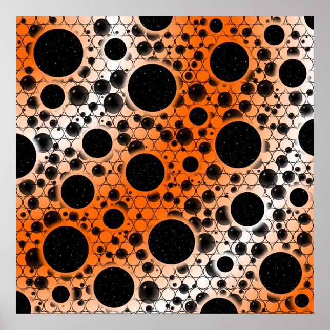 Utrymmesbubblor - vit/Orange Poster (Framsidan)