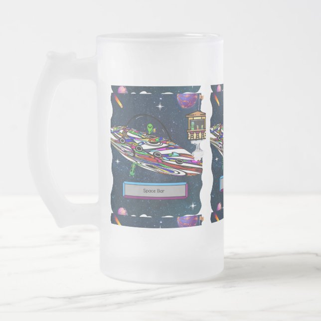 Utrymmesdrycken pub ufo frostat ölglas (Vänster)