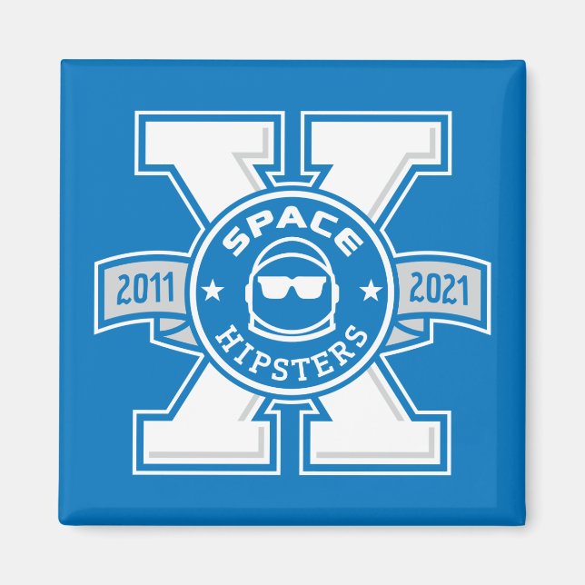 Utrymmeshipsters® X Logotyp 2-tums magnet (Framsidan)