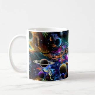 Utrymmesnebula och rymdplaneter kaffemugg