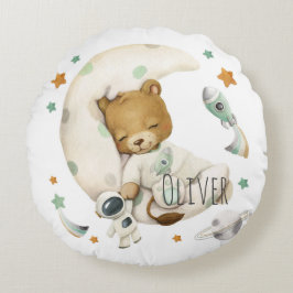 Utrymmet lejont på måne rund kudde