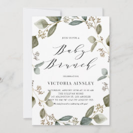 Utsäde Eucalyptus and Baby Shower Brunch Inbjudningar