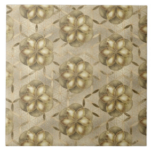 Utsäde i Flower of Life Mönster Golds Kakelplatta
