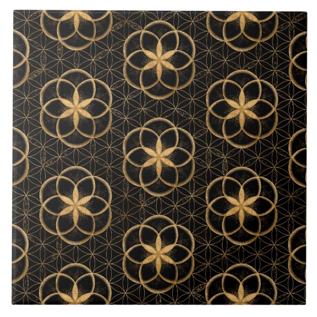Utsäde i Flower of Life Mönster Kakelplatta (Framsidan)