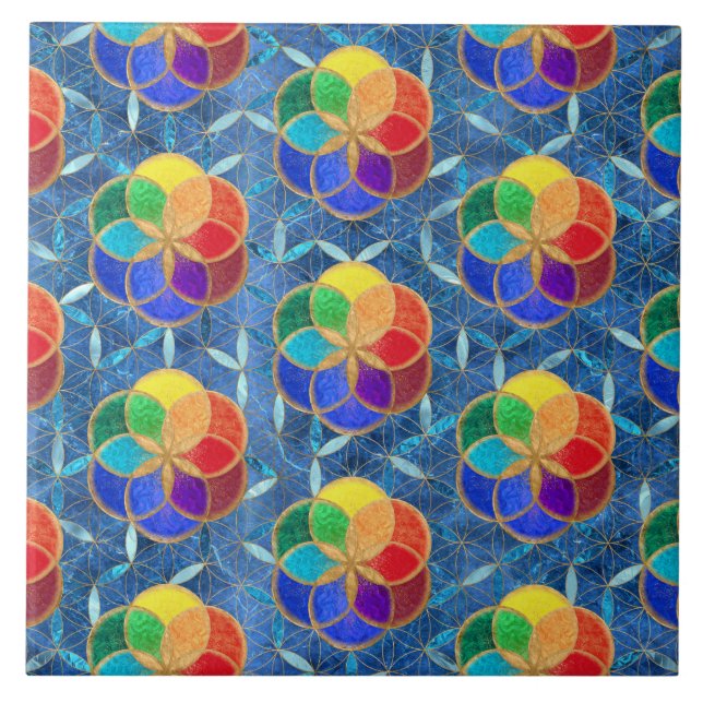 Utsäde i Flower of Life Mönster Kakelplatta (Framsidan)