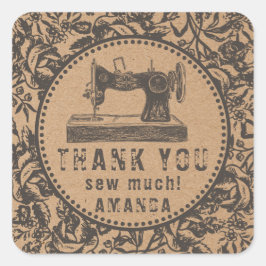 Utsäde Maskin Blommigt Kraft Papper Fyrkantigt Klistermärke