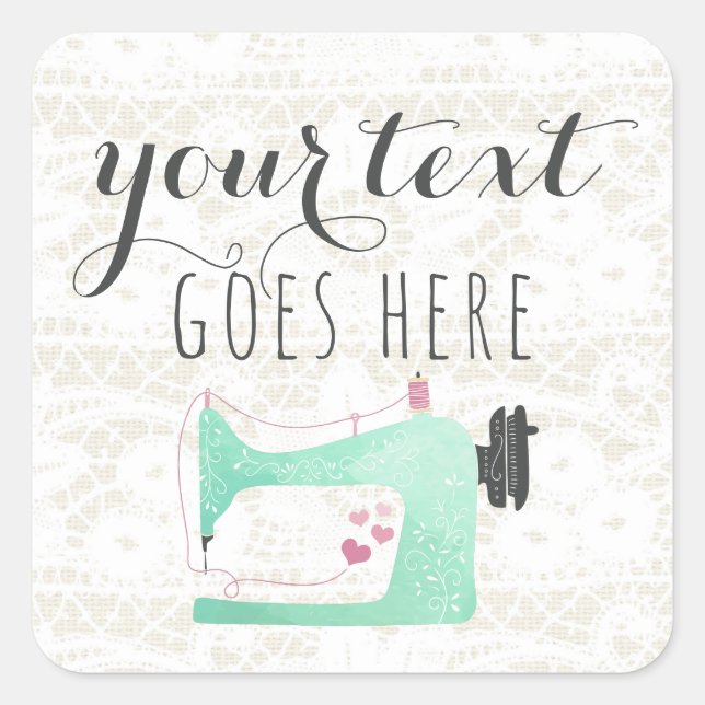 Utsäde Maskin på Shabby chic Snöre & Burlap Fyrkantigt Klistermärke (Framsida)