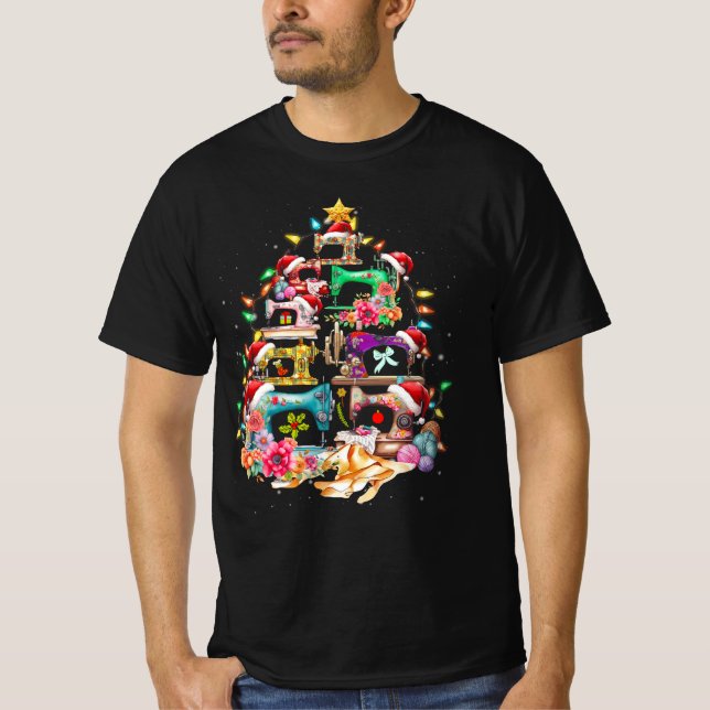 Utsäde Maskiner Julgran Quilt Sewing Älskare T Shirt (Framsida)