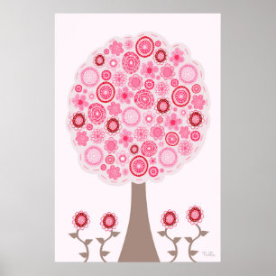 Utsäde vid Rosa Kärlek Träd Poster