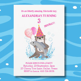 Utsänd inbjudan till Rosa Girl Sea Otter Birthday