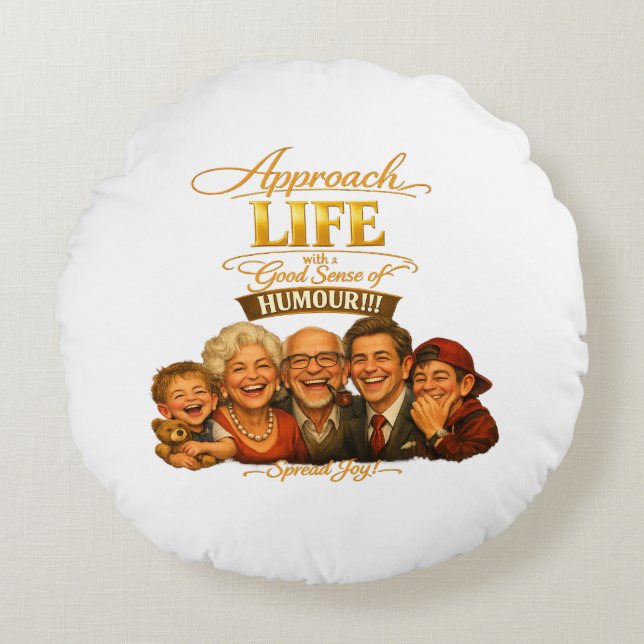 Utsända glädje rund kudde (Framsidan)